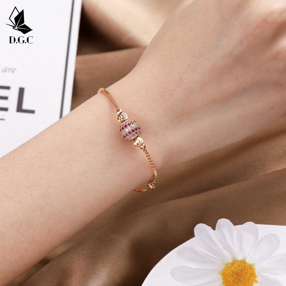 ♥️✅COD✨Gelang Rantai Titanium Lapis Emas Aksesoris Fashion Bola Gelang Serut Wanita D205