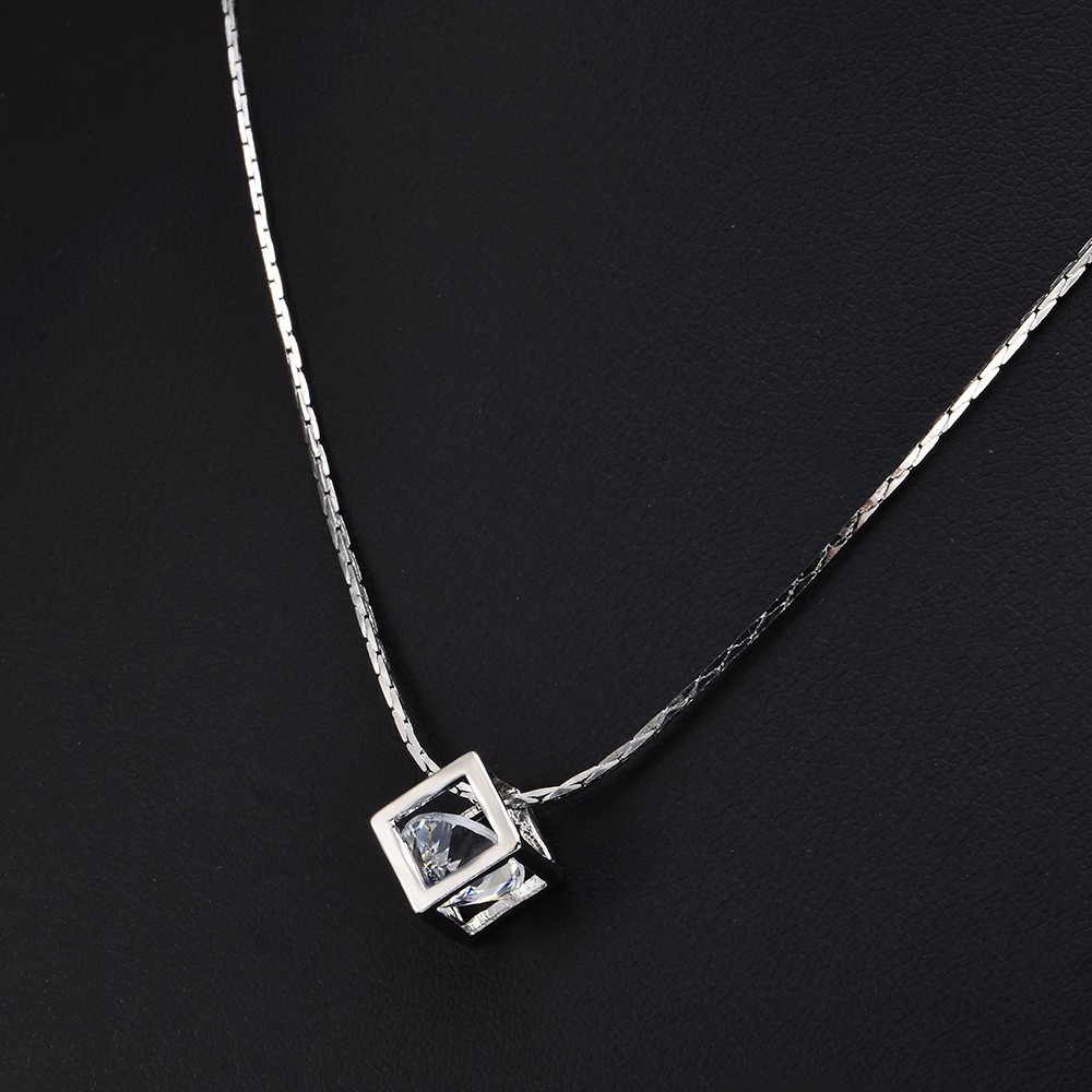 Kalung Sterling Silver 925 Dengan Liontin Kubik Zirkonia Untuk Wanita