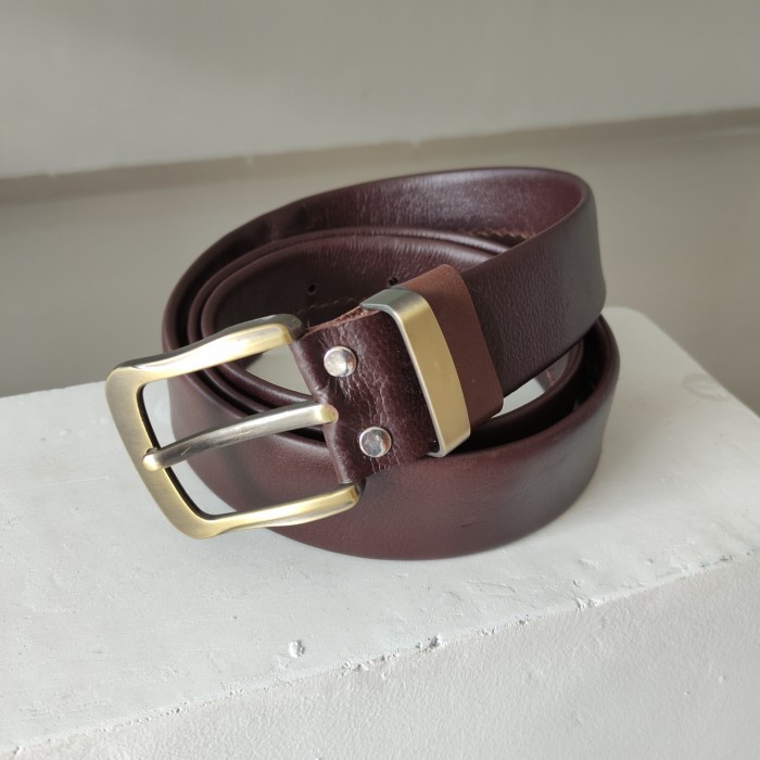 SABUK KULIT ASLI SABUK PRIA KULIT IKAT PINGGANG KULIT RESLETING - Cokelat
