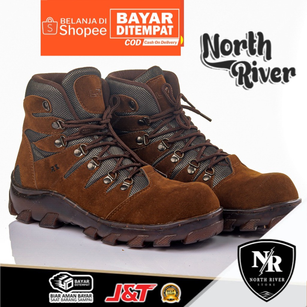 Northriver.id - SEPATU SAFETY OUTDOOR UJUNG BESI BAHAN SUEDE KUAT LAVIO CARLO