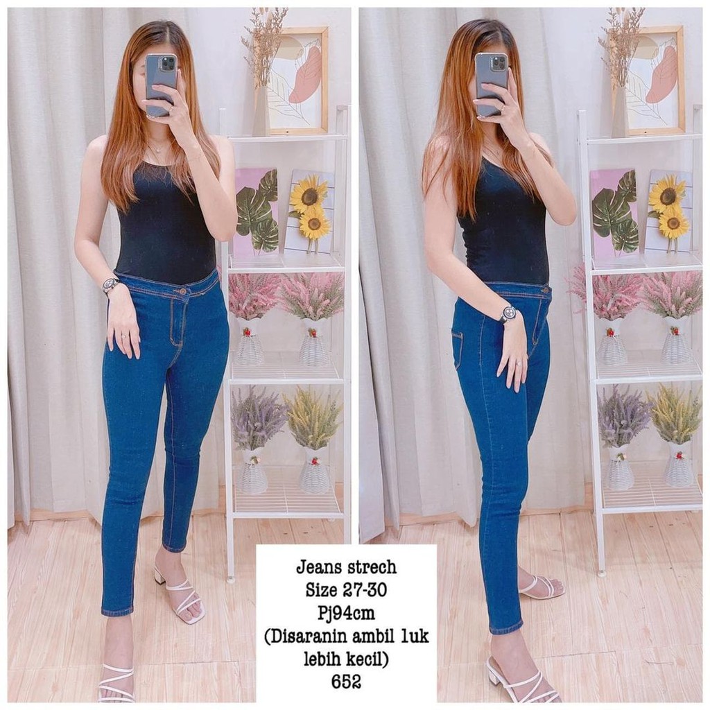 CELANA JEANS HIGHWAIST POLOS WANITA CEWEK