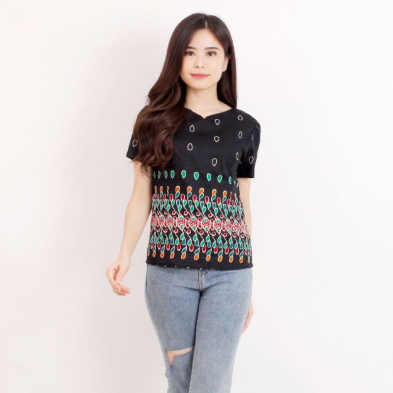 Batik wanita - Atasan blouse batik wanita fashion 632-BLACK B
