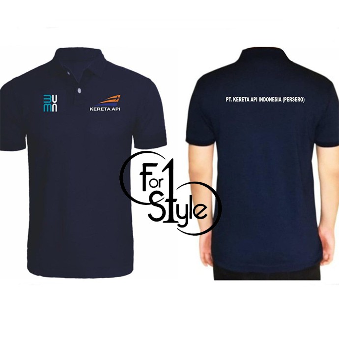 POLO SHIRT KERETA API INDONESIA PERSERO - BUMN LOGO TERBARU KAOS KERAH SABLON DEPAN-BELAKANG