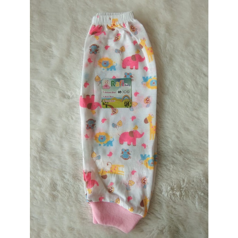 1 Lusin CELANA BAYI PANJANG PUTIH MOTIF BAHAN KATUN MERK RAFI