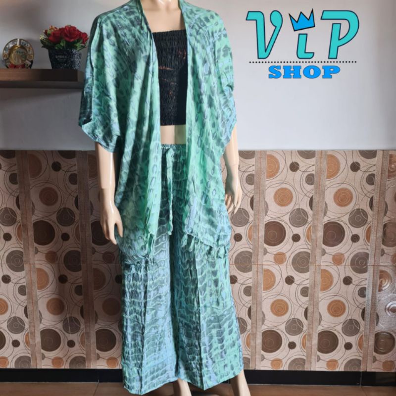 Set Outer Cardigan dan Kulot Tiedye Bali Lilit bohemian-Tiedye lilit tosca