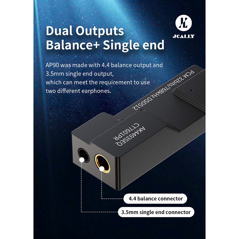 Jcally AP90 DAC Decoding the amp AKM AK4493SEQ + CT7601PR 4.4mm 3.5mm Balanced