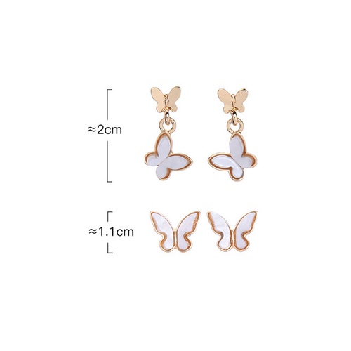 LRC Anting Tusuk Fashion Golden Shell Butterfly Alloy Earrings K01044