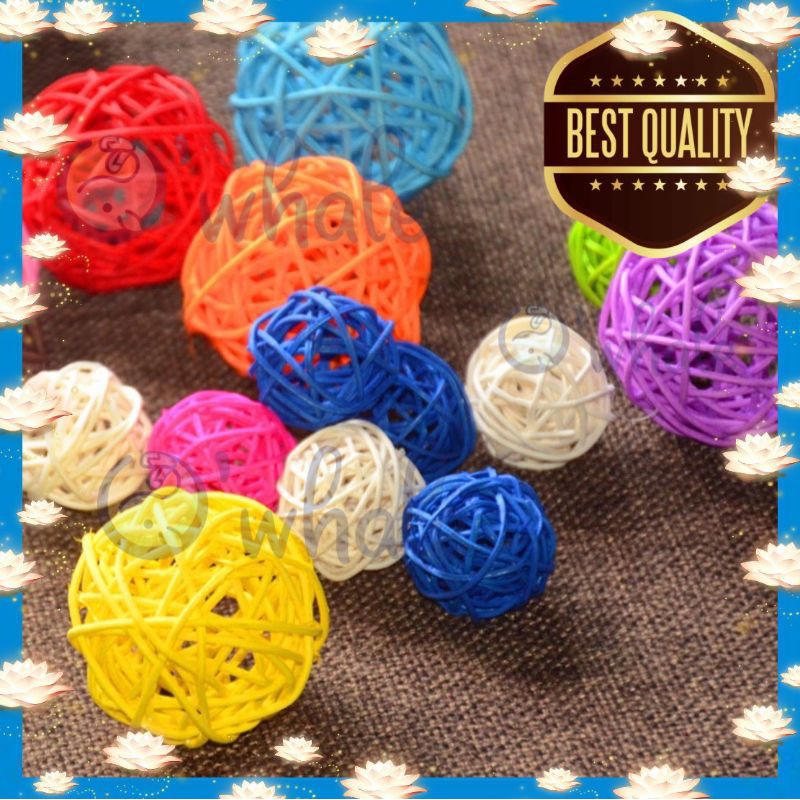 Bola kayu rotan BESAR 5cm mainan gigitan burung parrot lovebird kelinci hamster