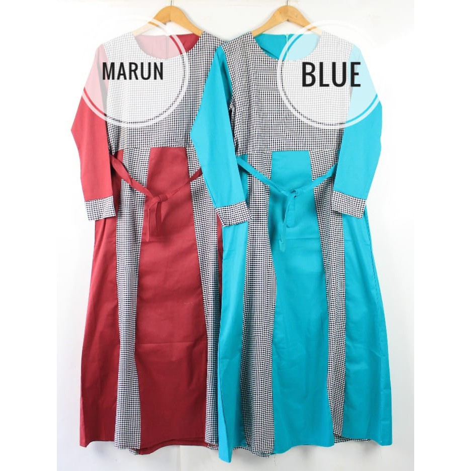 Gamis katun TOYOBO kotak  rempel bawah syari shabby chic baju muslim muslimah busana lebaran