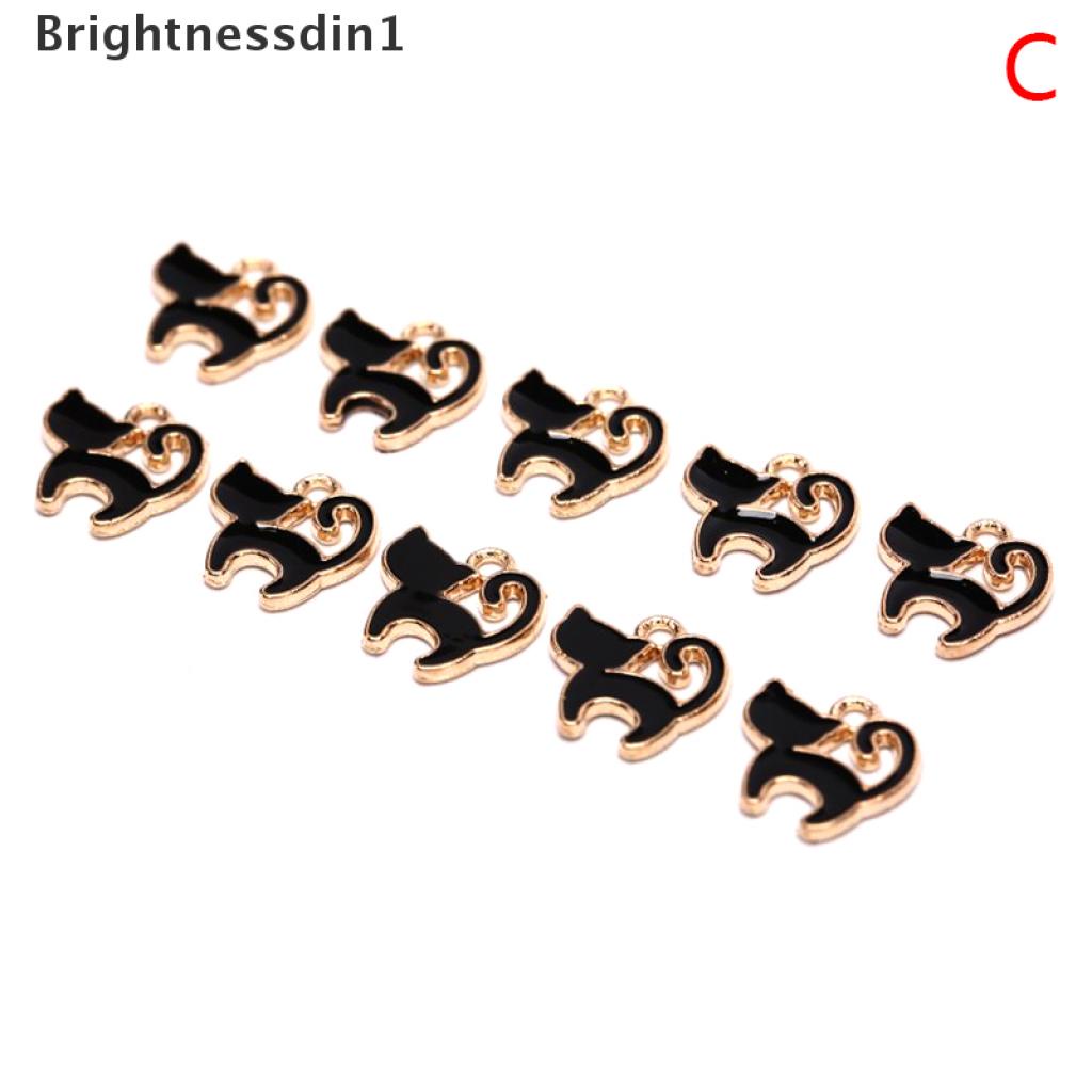 10pcs / set Liontin Enamel Bentuk Kucing Bahan Alloy Untuk Membuat Perhiasan