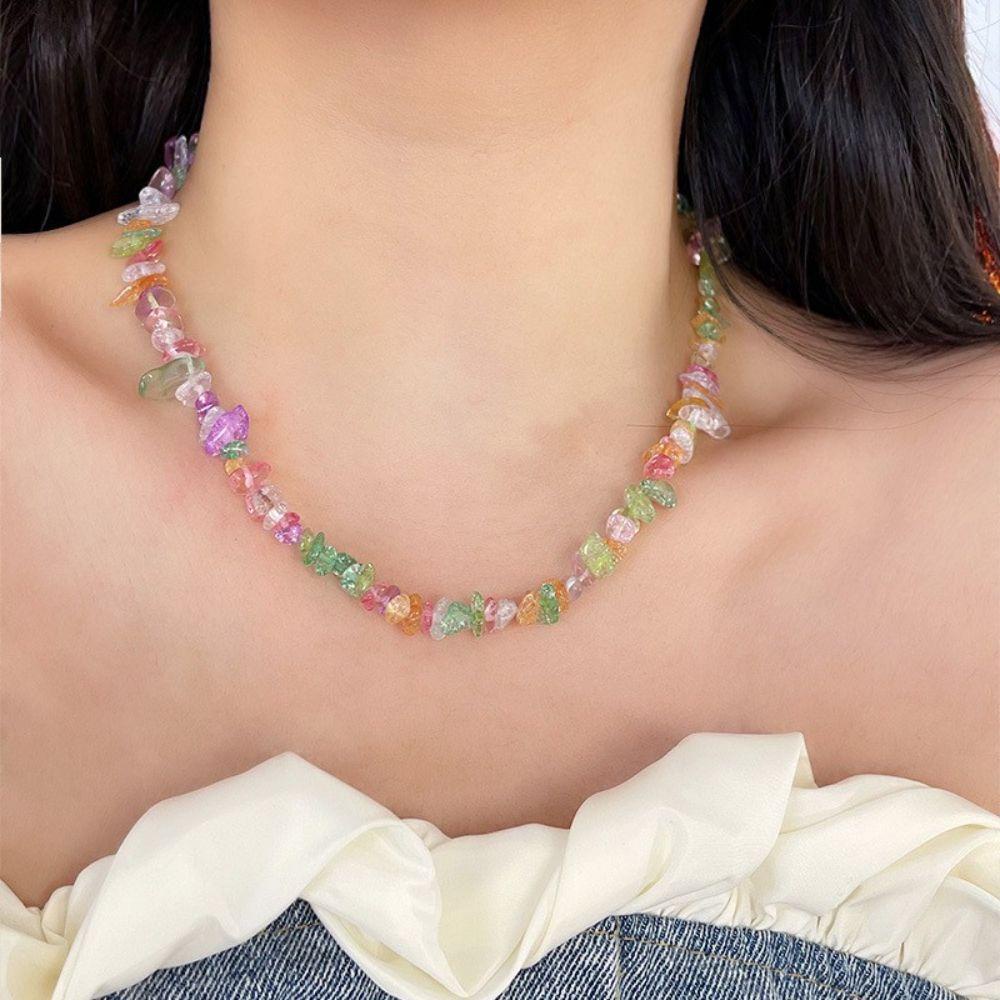 Needway Wanita Kalung Desain Rasa Temperamen Gadis Choker Manik-Manik Beruntung Perhiasan Perempuan