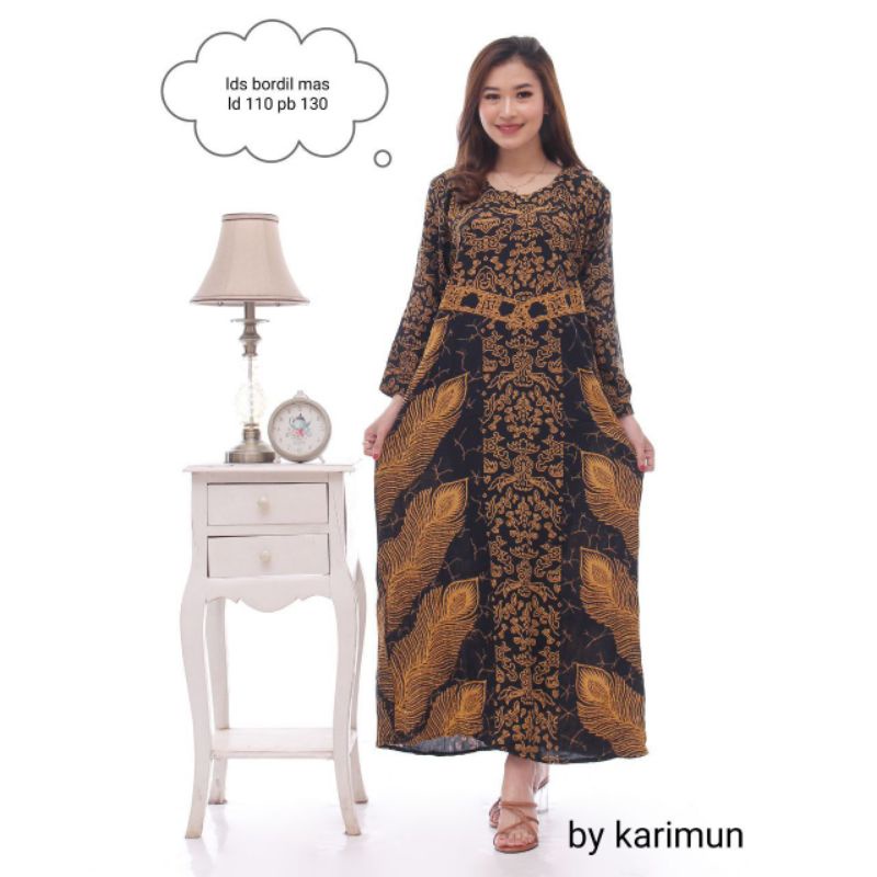 Daster Rayon Jumbo Panjang  Kekinian Semata Kaki Busui Kancing Depan Daster Black Baju Wanita Terbaru Murah