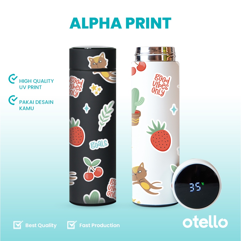 Otello - Custom Tumbler LED Rubber Alpha Cetak UV Print Botol Minum Cetak Full Colour Termos 500 ml Tumblr