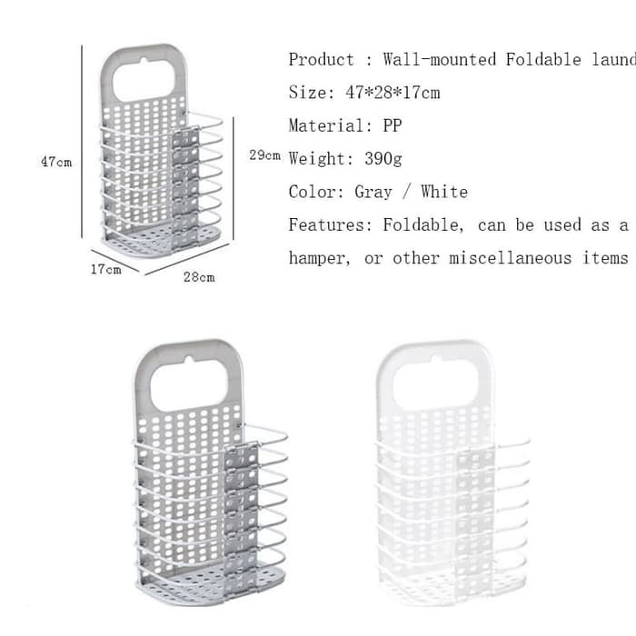 AND COD RT-126-RPK KERANJANG WADAH LIPAT MODEL GANTUNG DAN BAHAN PLASTIK RAK PAKAIAN KOTOR