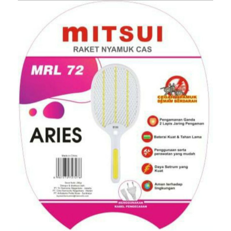 raket nyamuk MITSUI jaring jumbo - senter - recharge - flash and Aries