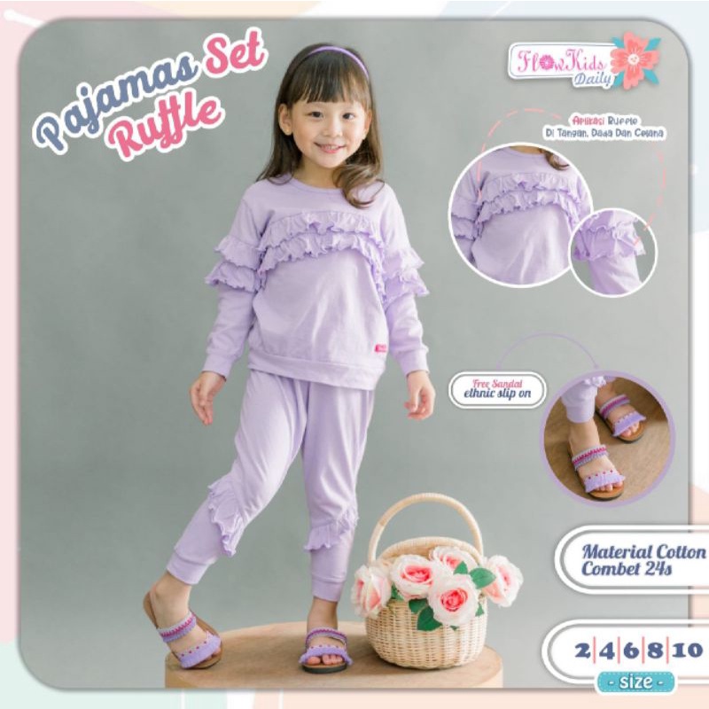 Afsheenastore Setelan Anak Perempuan Pajamas Set Ruffle