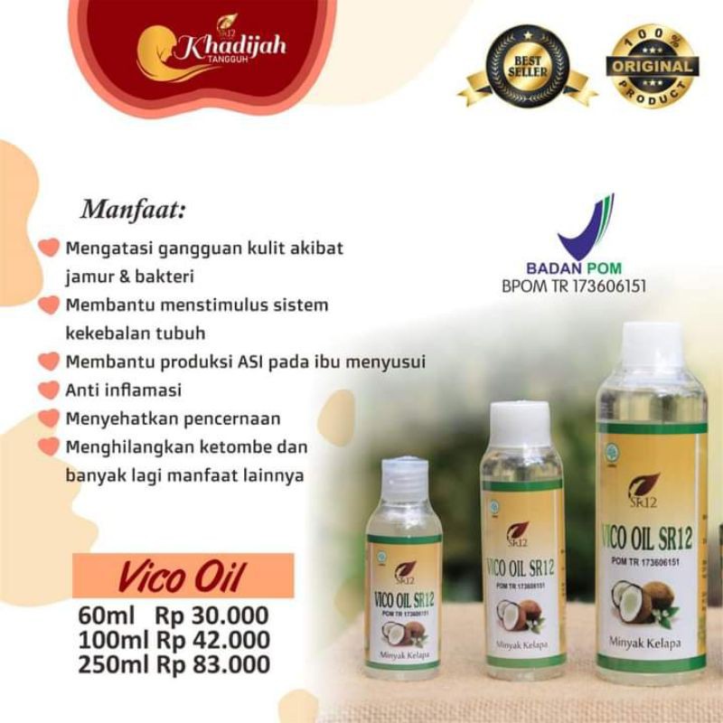 

VCO SR12 minyak kelapa asli 100%