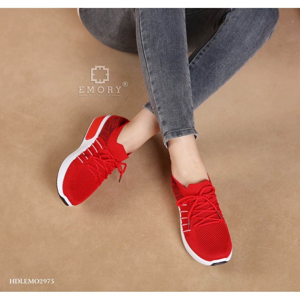 IMPORT EMORY ORIGINAL Flyknit HDLEMO-2975BL Sepatu sneaker sneakers wanita cewek batam Hitam Merah