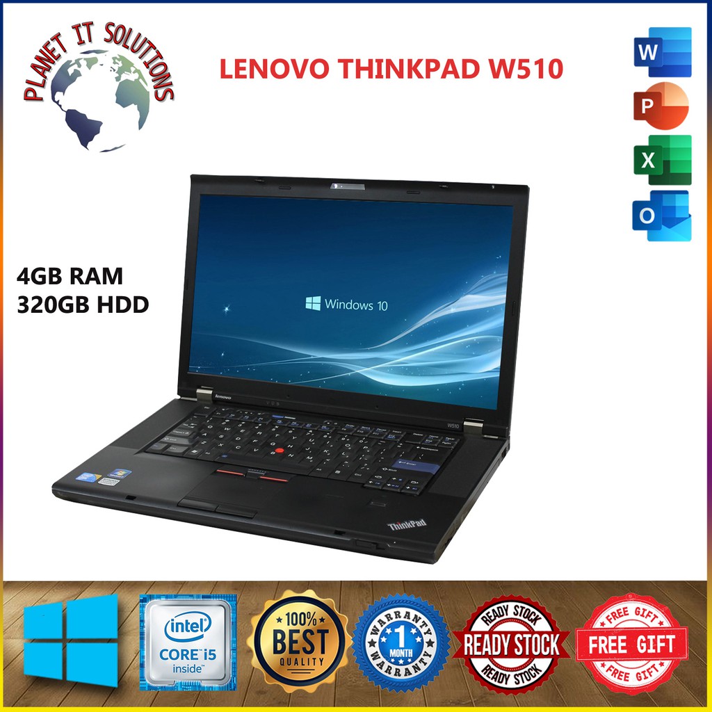 LENOVO THINKPAD W510 INTEL CORE i7 GEN 1 4GB RAM - 320GB HDD