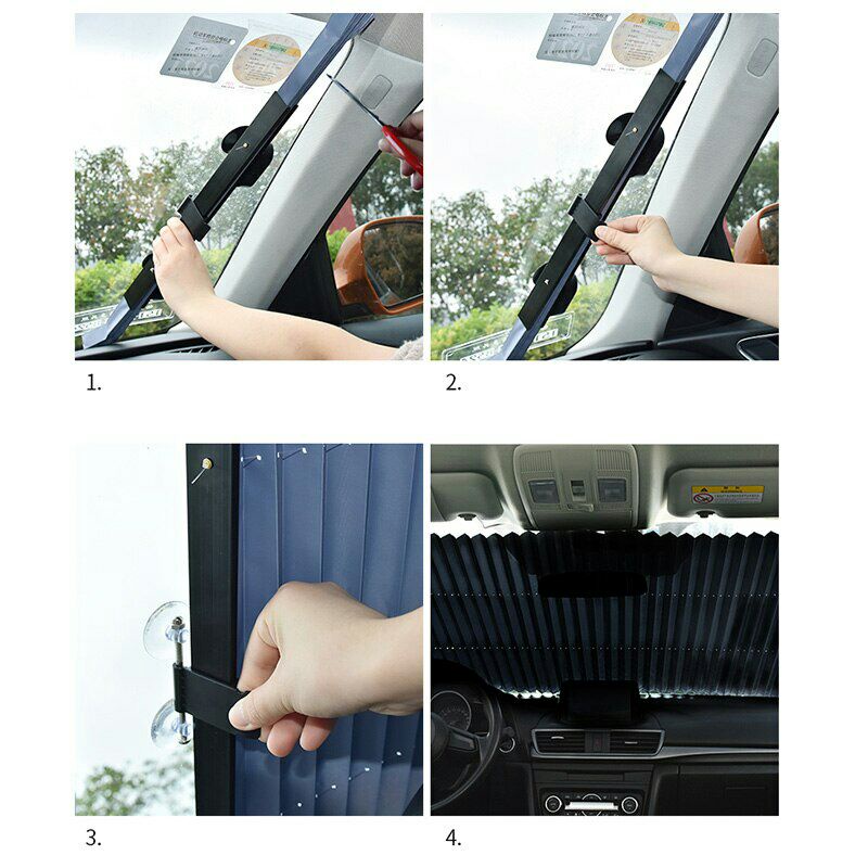 AUTOTECH Tirai Penutup Sinar Matahari Car Sun Block Curtain 70 Cm - XZM121 - Black