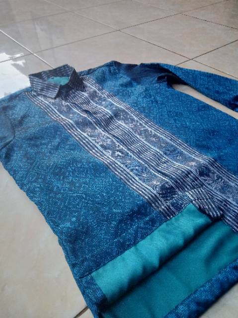 Kemeja tenun songket baron biru