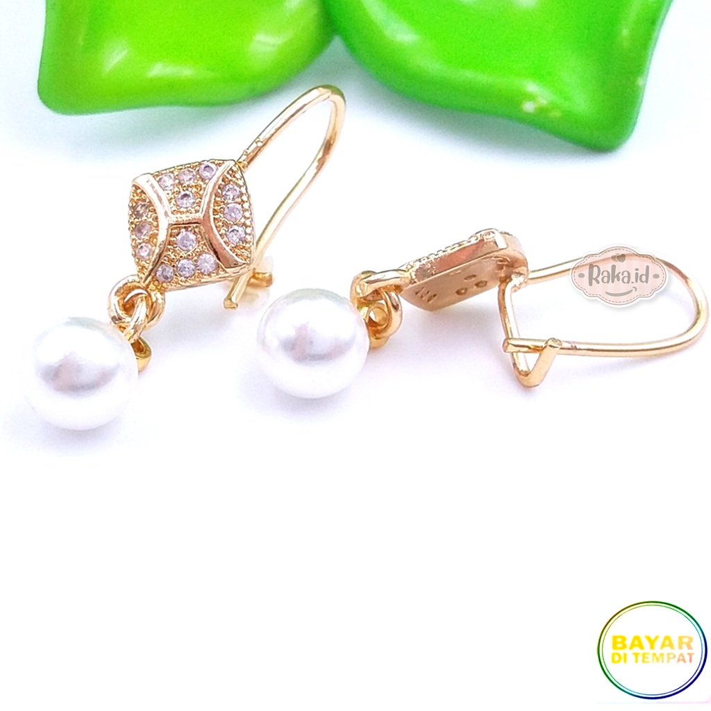 Anting Clip / Klip Motif Wajik Mute 6mm Mas Gold Perhiasan Aksesoris Wanita 969