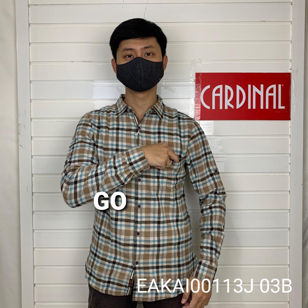 BB CARDINAL CASUAL KEMEJA Slimfit Hem Pria Baju Cowok Pakaian Pria Lengan Panjang KEREN!!!