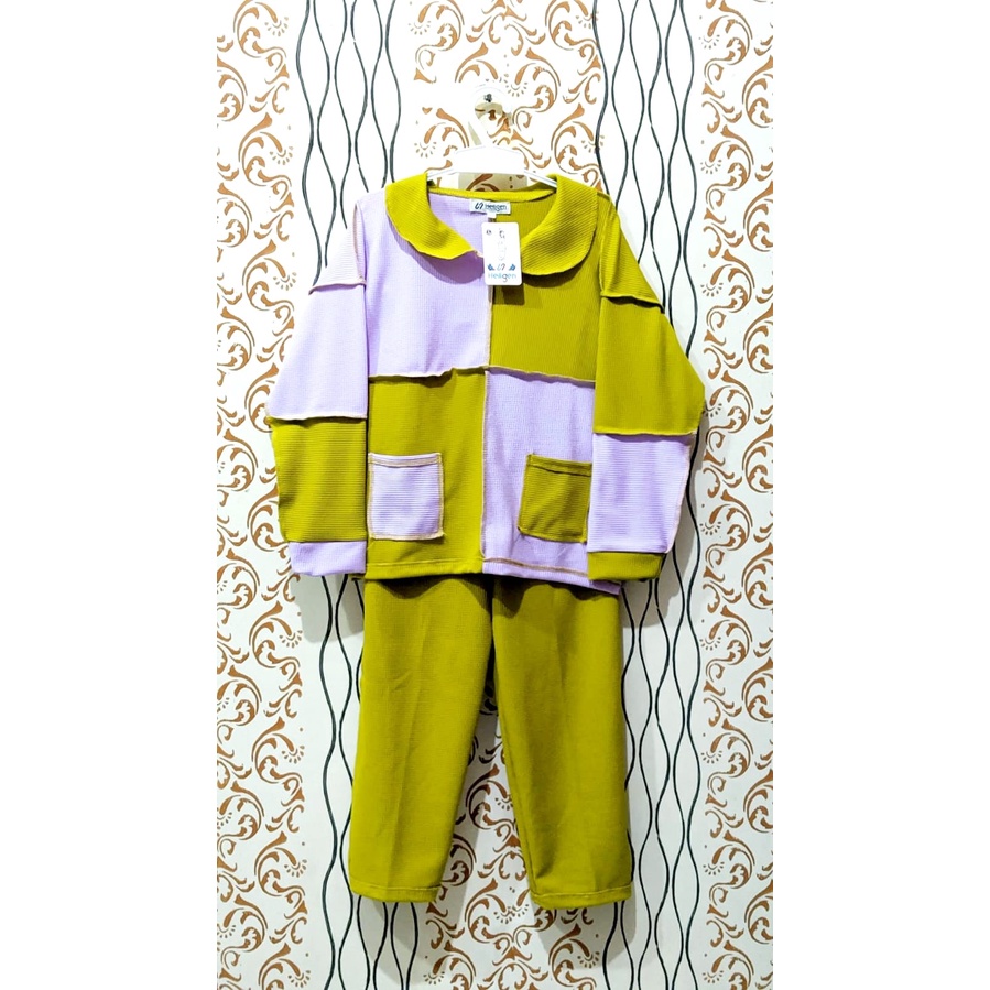 Stelan Kerah  Anak - Stelan Anak Perempuan - Set Gamis Kerah - Baju Muslim - 1-12 tahun