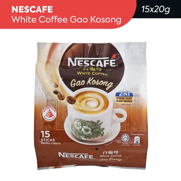 Nescafe White Coffe 2 in 1 Strong Roast Gao Kosong / No Added Sugar