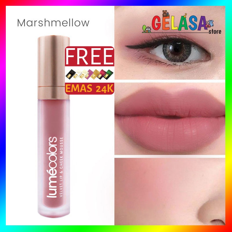 (Free Emas) Lumecolors Lipmousse 3in1 Velvet Lip Cheek Mousse Eyeshadow - Marshmellow