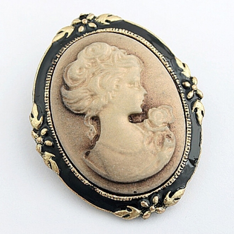 Pin Bros Cameo Antik Elegan Gaya Vintage Untuk Wanita