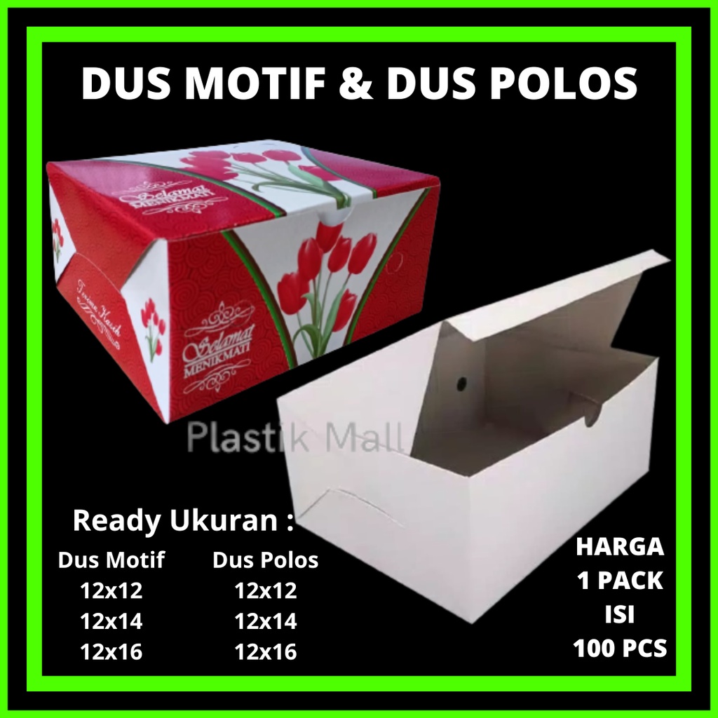 

Dus Gs Sukawa Motif dan Polos Uk 12x12,12x14 & 12x16 ISI100pcs / Dus Kue Kotak Nasi / Dus Snack/Dus Kue uk 12x12, 12x14, 12x16 Motif Khusuka (100pcs)