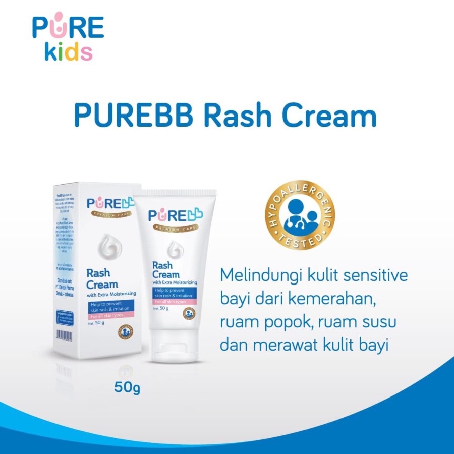 PURE BB Rash Cream 50gr | Krim Ruam Popok Bayi | Krim Gatal Karena Diapers