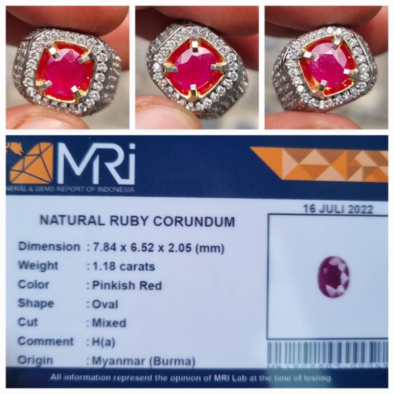 Natural Ruby Burma Myanmar Heat A Memo 1.18 crt