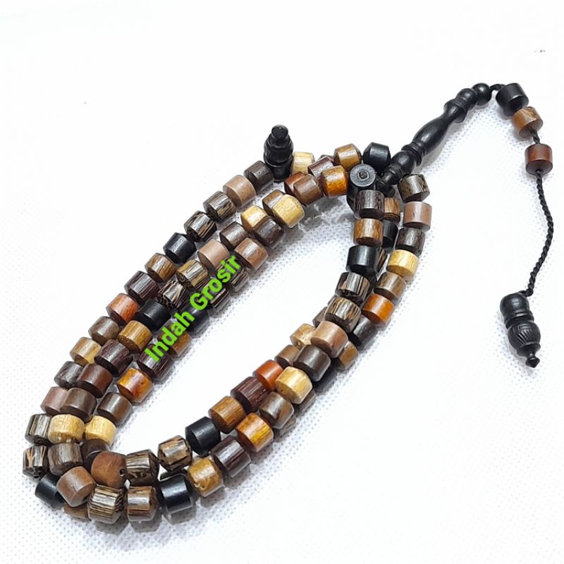 Tasbih Kayu Bertuah Combinasi 9 Jenis Kayu Model Marjan 99butir 8mm Asli Natural