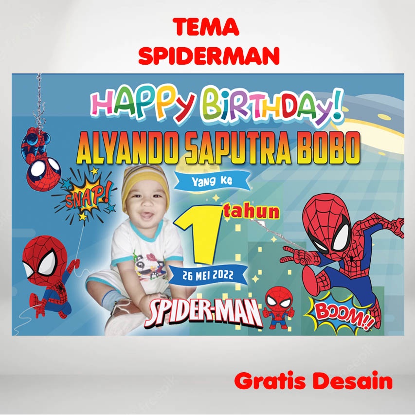 SPIDERMAN  Spanduk Ulang Tahun / Banner Ulang Tahun /Spanduk