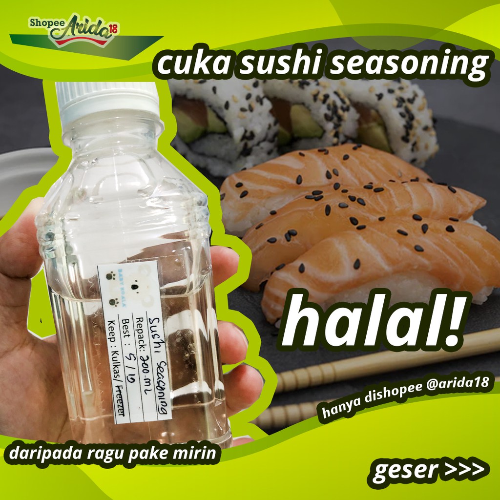 

AS1007 BERAS PUTIH CUKA SUSHI HALAL SEHAT RICE VINEGAR SEASONING NASI SUSHI PENGGANTI MIRIN BY ARIDA