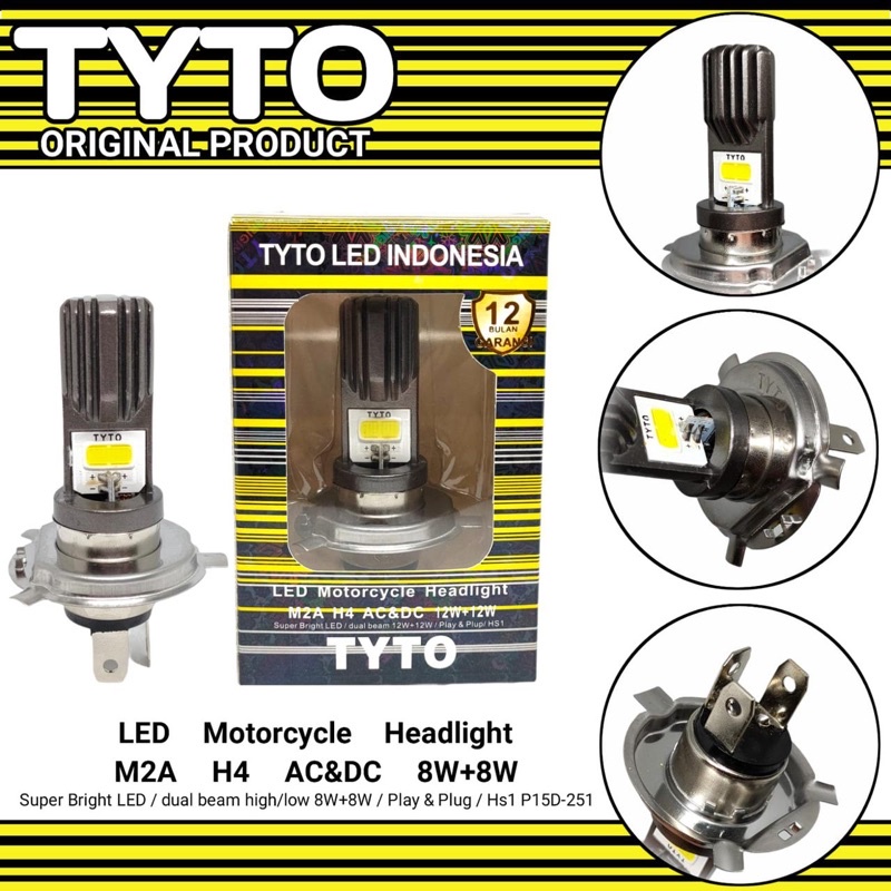 100% Original TYTO LED M2A ORI BHOLAM DEPAN UTAMA MOTOR TYTO KAKI H4 LED TYTO ORIGINAL 100%