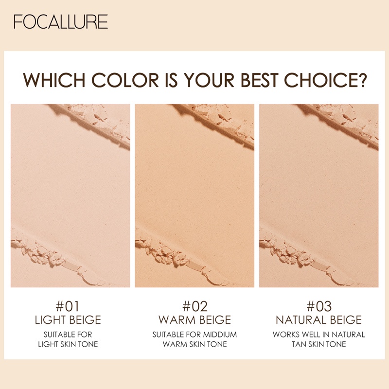 Focallure Oil Control Matte Pressed Powder Lightweight Sweatproof Compact Powder Foundation Flawless Two Way Cake Powder  FA155