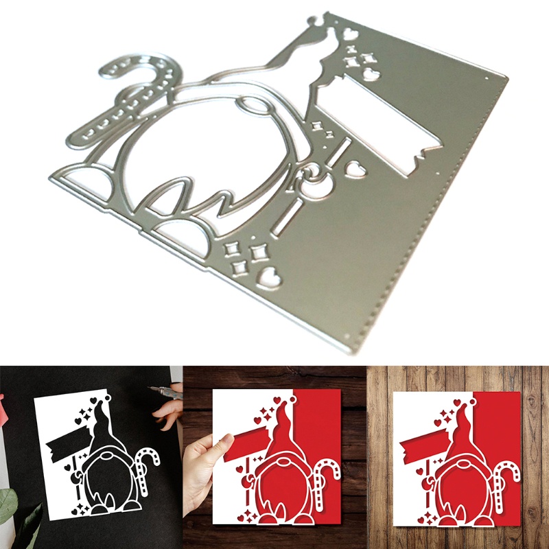 Cetakan Stensil Cutting Dies Motif Tongkat Gnome Natal Bahan Metal Untuk Scrapbook / Craft DIY