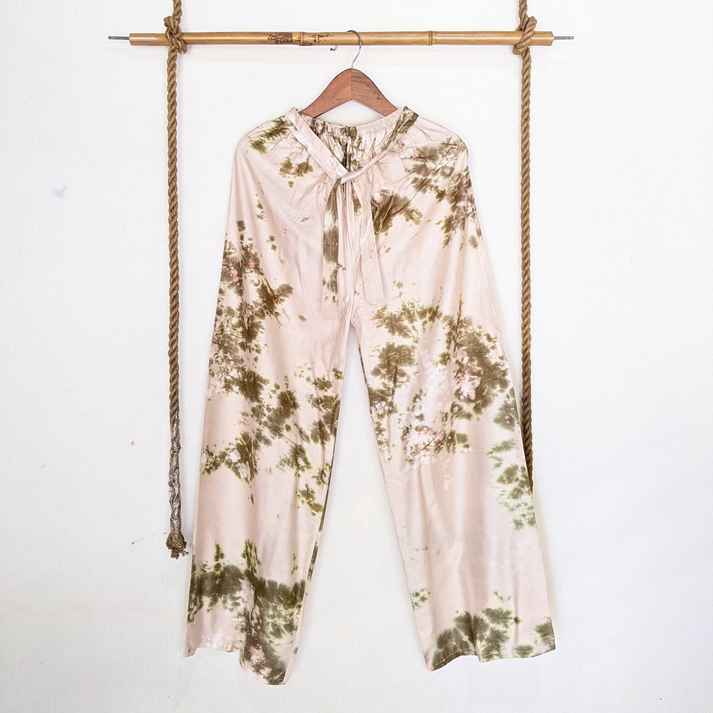 Celana Tidur Kulot Super Jumbo Bahan Rayon Big Size Wanita Premium Murah OOTD Celana Panjang Daily Cullote Tie Dye Shibori Kulot Panjang Wanita Pria XXL-Mocha green