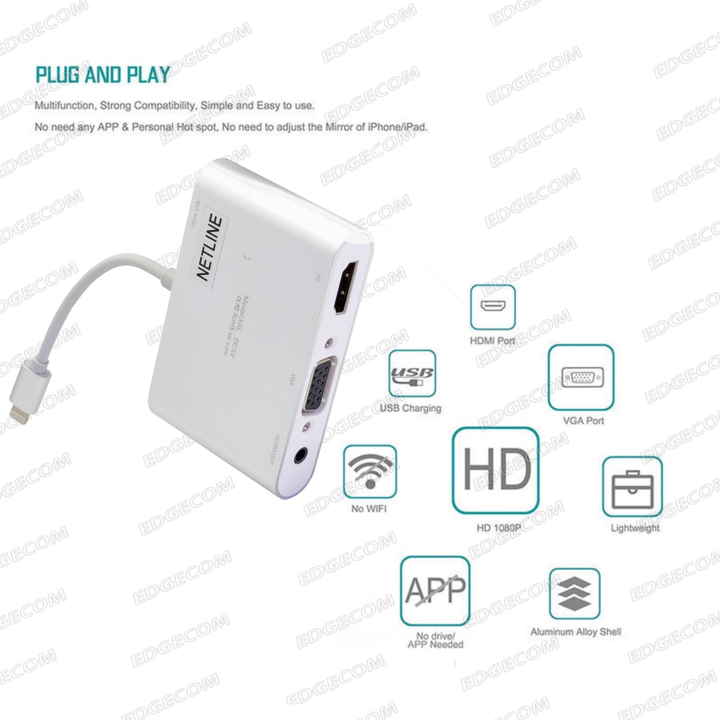 Lightning to HDTV / VGA Audio Display adapter