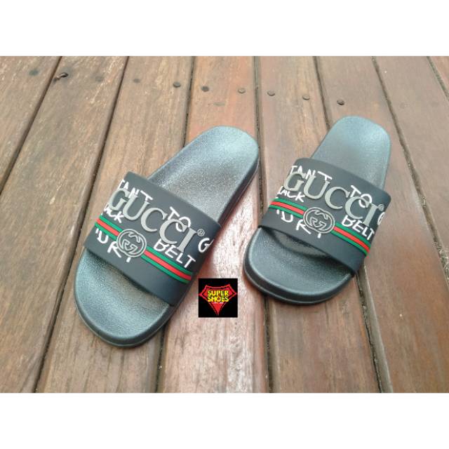 SANDAL SLIDE GUCCI PRIA CASUAL | SANDAL SLIP ON KARET