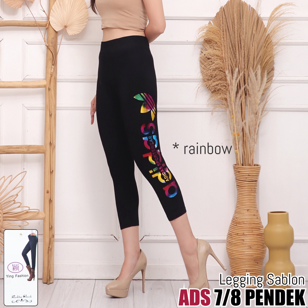 Legging pendek wanita / Legging ss ADS pendek/ Legging sablon samping