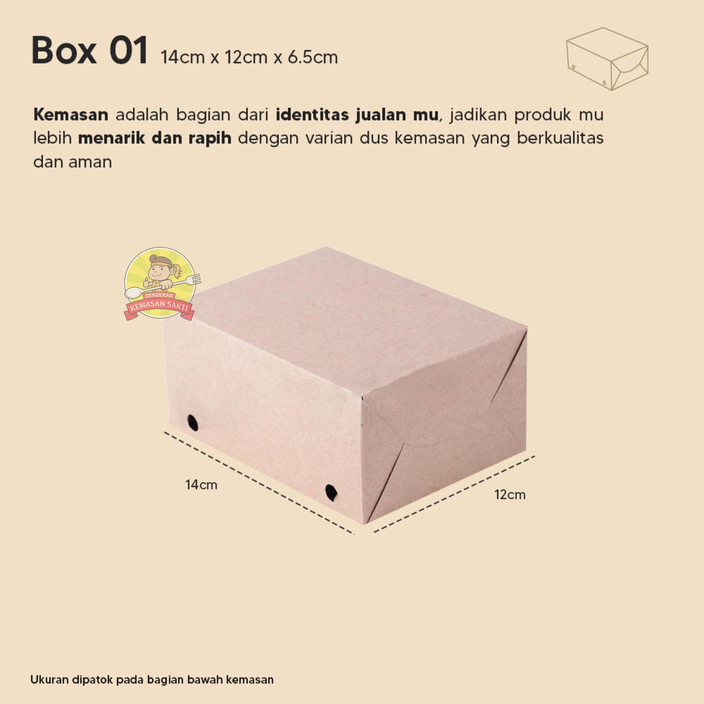 

RB Box Kraft Snack 14 x 12 / Dus Snack / Kotak Makan Take Away