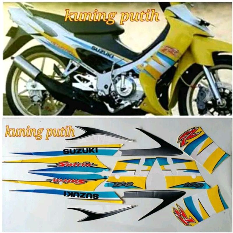 STIKER STRIPING SATRIA HIU KUNING PUTIH