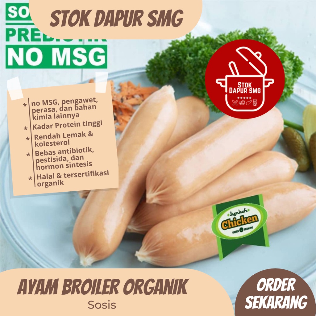 

Berkah Chicken Sosis Ayam Broiler Prebiotik Organik Frozen / Beku