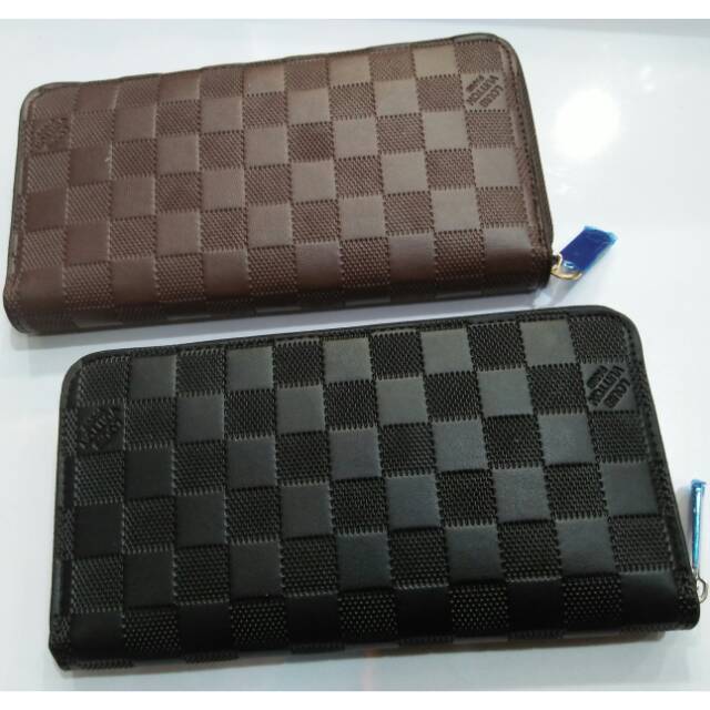 Dompet damier emboss 60017 resleting import panjang