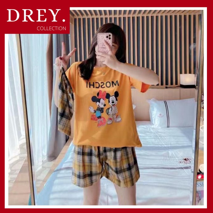 Baju Tidur Polos Piama Set Adem Pendek Spandex G3G5 Jumbo Karakter Murah Lengan Pendek Katun Rayon H