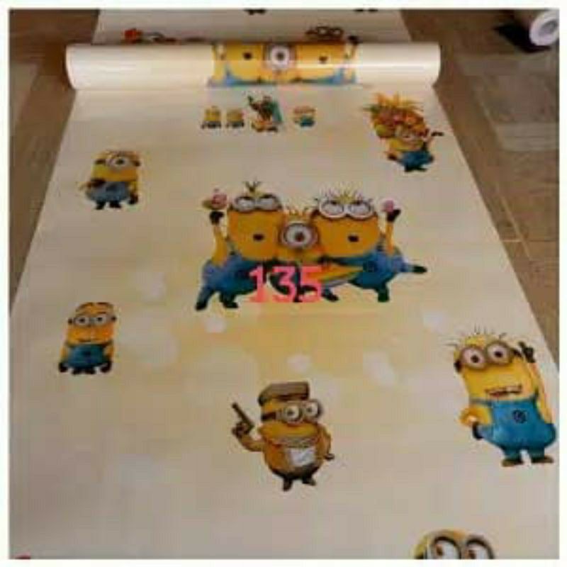 Wallpaper Sticker Dinding Motif Minions Ukuran Panjang 10 Meter x Lebar 45Cm